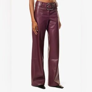 Aya Muse Sao buckle Burgundy vegan Leather Pants
